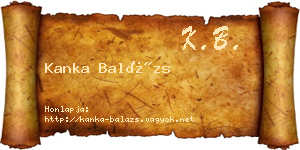 Kanka Balázs névjegykártya